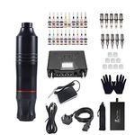 Tattoo Machine Kit Pro Rotary Tattoo Machine Pen Tattoo Kit with 10pcs Cartridges Needle, 20*Tattoo Ink(5ML), 9*Tattoo Ink Cup(L), Tattoo Power Supply and Tattoo Foot Pedal for Tattoo Beginners