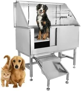 Dog Grooming Bathtub Station, 50" Stainless Steel Dog Washing Station, Professional Dog Grooming Tub for Large, Medium & Small Pets