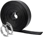 NUDAOS 2" x50 FT, 6Bar Pool Hose, Heavy-Duty PVC Hose, Lay Flat Discharge Hose, Weatherproof Burst Resistant for Water Transfer, Sump Pump, Pool Filter, Pool Drain，with 2 Clamps（Black）
