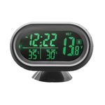 Shkalacar Car Clock Thermometer Voltmeter 3 in 1, Car Digital Monitor LCD Temperature & Vlotage Meter Detecting Gauge 12V for Car Truck SUV RV