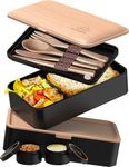 Umami Bento Lunch Box for Adults All-in-One, Meal Prep Lunch Box Food Containers for Men/Women, Bento Box Accessories Included, Cute, Microwave, Dishwasher & Freezer Safe