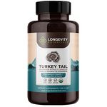 Organic Turkey Tail Mushroom Capsules - Ultra Concentrated Turkey Tail Mushroom Supplement - Promotes a Balanced Immune and Digestive System - 100% Fruiting Body - 120 Count - Longevity Botanicals
