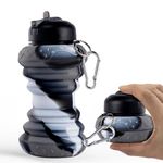 Heart Home 600 ml Collapsible Silicone Water Bottle With Flip Cap | Lightweight & Portable School Water Bottle - Ideal For Travel & Gym | Black