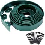 FOX & FERN Roll of Landsccape Edging/Fence/Border/Flower Bed Edge/Tree Surrounding | No Digging Edge with Anchoring Nails/Spikes (Ht. 5CM*10Mtr) (5 CM Green)