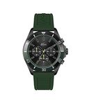 Lacoste Men's Stainless Steel Quartz Watch with Silicone Strap, Green, 22 (Model: 2011153), Green/Black, Quartz Chronograph