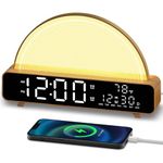 HAODINGMAI Sunrise Alarm Clock Wake Up Light with Sunrise Simulation White Noise Machine Touch Control Bedside Lamps Colors Atmosphere Lamp 30/60/90 Sleep Timer 13 Nature Sounds