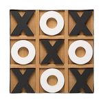 NIKKY HOME 12x12 Inch Large Tic Tac Toe Wood Board Game Classic Coffee Table Decor Decorative Wooden Travel Game for Family