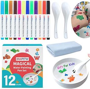 IRWPITW Magic Drawing Pen Bundle, 12 Colors Magical Water Painting Pens for Kids, Kiddies Create Magic Pen Floating Ink Drawings Set with Spoons and Towel, Tattoo Water Marker Gifts for Boys and Girls