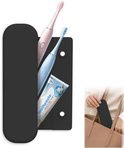 Hacole Silicone Toothbrush Travel Case, Electric & Manual Toothbrush Travel Cover for Men and Women, Portable Toothbrush and Toothpaste Holders for Traveling, Camping, Business Trip, School - Black