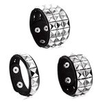 WUERKIYA 3 Pcs 80s Leather Studded Punk Bracelet for Men Women Biker Cuff Bracelet Rock Gothic Bracelet Unisex Metal Studded Wristband Fashion Items