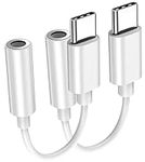 Headphone Adapter to USB C to 3.5mm Audio Jack Adapter, 2 Pack Dongle Type C Headphone Adapter USB C to Audio Jack, Aux to USB C to Headphone Jack Adapter Compatible with iPhone Samsung Galaxy