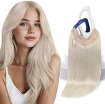 Sunny Hair Wire Hair Extensions for Women 18inch Straight Fish Line Human Hair Extensions Invisible Wire Extensions Easy to Apply White Platinum Blonde 85g