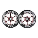 CLAS FOX 100mm One Pair Pro Stunt Scooter Wheels with ABEC-9 Bearings CNC Metal Core Graviti (2pcs) (Black-Red)