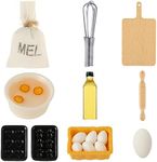 simarro 15 Pcs Miniature Dollhouse Furniture, Kitchen Play Theme Game Miniature Dollhouse Accessories, Flour Egg Baking Pan Chopping Board Mini House Accessories
