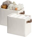 StorageWorks Narrow Storage Bins, Small baskets for Shelves, Long Narrow Storage Basket with Handles, Fabric Storage Bins for Home, Office, Closet, Toilet Paper Storage, Beige, 2-Pack