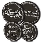 4 Pieces Family Round Stove Burner Covers Set,2 Pieces 8 Inches and 2 Pieces 10 Inches,Black Gas Stove Burner Covers,Electric Stove Burner Covers,Home Sweet Home Metal Stove Burner Cover Kits