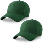 Multi Pack Classic Structured Baseball Cap, Adjustable Snapback - Ball Caps for Custom Embroidery - Running Workouts Outdoor (Hunter Green, 2)