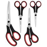 Scissors All Purpose 4-Pack, Heavy Duty Scissors Set with Thick and Sharp Blades, Premium Shears with Soft Handles, Paper Scissors for Office Household Fabric Craft School Supplies (Black)