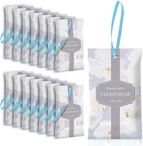 SCENTORINI Scented Sachets for Drawers and Closets, Clean Musk Scent 14 Pack, Long-Lasting Sachets Bags Wardrobe Freshener for Dresser, Closets, Clothes Storage, Suitcases
