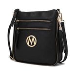 MKF Crossbody Bags for Women, PU Leather Crossover Handbag, Tassels, Small Shoulder Side Messenger Purse Black