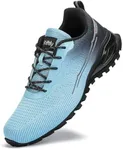 ikunka Men's Fashion Sneakers Lightweight Breathable Walking Shoes Tennis Cross Training Shoe Non Slip Trail Running Shoes（Light Blue 15）
