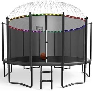 YORIN Tranpoline 14 FT Tranpoline for Kids Adults, No-Gap Design Tranpoline w/Basketball Hoop, Widened Ladder, Waterproof Lights, Heavy Duty Recreational Tranpoline-ASTM Approved