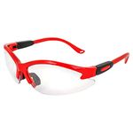 Global Vision Cougar Safety Glasses Nurses Dental Assistant Glasses Shooting Glasses for Women Ladies Men Red Frame w/Clear Lens