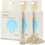 FUKUMARU Mixed Tofu Cat Litter, Strong Clumping Cat Litters, Effective Oder Control, Dust Free and Ultra Absorbent Water Flushable Bentonite Tofu Cat Litter, White Tea Cat Litter, 18 lbs(3 Packs)