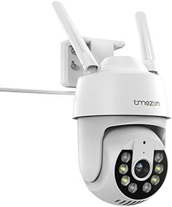 TMEZON Surveillance Camera Outdoor, 2K Wireless PTZ WLAN IP Camera Outdoor Camera with Colour Night Vision, PIR Motion Sensor, Siren/White Light Alarm, 2.4GHz WiFi (PTZ Camera)