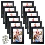 Giftgarden 12 Packs 3.5x5 Black Picture Frame Set with Picture Mount for Table Display and Wall Decor