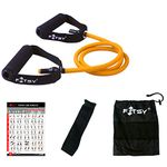 FITSY Resistance Band Latex Toning Tube + Door Anchor + Carry Pouch + Workout Chart - Orange