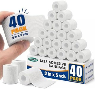 SYKOVA 40 Pack Self Adhesive Bandage Wrap, 2 Inch Strong Compression Self Adherent Tape in White, Elastic Athletic Support for Wrist Ankle and Swelling Relief, Ideal for Wrist Ankle Thumb Support