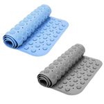 VHKD 2PCS PVC Bathroom mats Anti Slip Bathroom mat Non Slip Bath Anti Skid Doormat Rectangle (Grey+Blue)[70x35cm]
