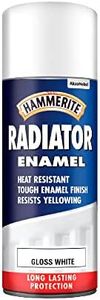 Hammerite Peinture pour radiateur, finition émail solide, peinture résistante à la chaleur, peinture blanche brillante pour métal, protection contre la corrosion et la rouille, séchage rapide, aérosol