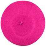 NYFASHION101 French Style Lightweight Casual Classic Solid Color Wool Beret, Hot Pink