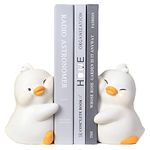 Cute Hug Ducks Decorative Bookends, Unique Book Ends to Hold Books Creative Resin Book Holder Stopper for Home Office Desk Bookshelf Decoration