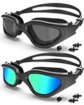 Swimming Goggles 2 Pack, Clear Lens Swim Goggles Anti-fog&UV Protection for Adult Men Women Youth