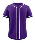 KXK Blank Baseball Jersey for Men Casual Button Down Shirts Short Sleeve Active Team Sports Uniform, Purple-lt Gy/Wh-21, 3X-Large