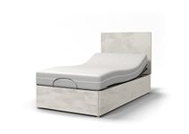 Backcarebeds Majestic Individual (4Ft Small Double) Electric Adjustable Bed Comes with Memory Foam Mattress & Quiet Motors | Mobility Beds | Headboard 1B in Suedette Ivory Colour