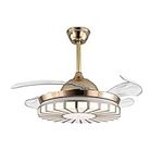 none brand Ceiling Fan with Lights, Modern Invisible Ceiling Fans LED Chandelier, 42'' Adjustable 3 Color 3 Speed Ceiling Fan Light for Living Room Bedroom Lighting, Gold