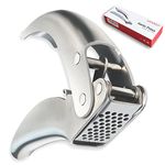 VOVOLY Premium Garlic Press Stainless Steel, Garlic Mincer, No Need to Peel- Heavy Duty Professional Grade Double Lever-Assisted Garlic Crusher with High Capacity Chamber - Easy Clean Garlic Presser