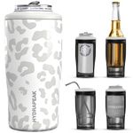 Hydrapeak 4-in-1 Insulated Bottle and Can Cooler - Fits 12 oz Slim Cans, Standard 12 oz Cans, and 12oz Beer Bottles | Stainless Steel Double Wall Vacuum Insulated Universal Can Cooler (Ghost Leopard)