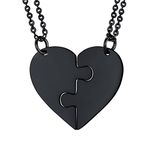 U7 Best Friend Friendship Necklace For 2 Girls Black Love Heart Matching Couple Necklaces Jewellery