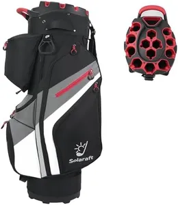 Solaraft 14-Way Golf Cart Bag, Waterproof Lightweight Golf Bag with Silent Dividers, Insulated Cooler Pocket & Umbrella Holder for Men & Women