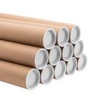 12 Pack Mailing Tubes with Caps, 2" x 16",Kraft Shipping Tubes for Shipping, Storing, Mailing, and Protecting Documents, Blueprints and Posters, Brown