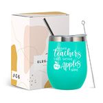 ElegantPark Teacher Gifts for Women Wine Tumbler Teacher Appreciation Gift Teacher Christmas Gifts Tumbler End of Year Teacher Gifts Tumbler with Straw and Lid Mint