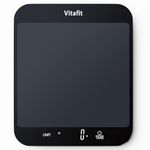 Vitafit 15kg Digital Kitchen Scales, Weighing Professional Since 2001, Food Scales Kitchen in Grams and Ounces, 1g/0.1oz Precise Graduation, Batteries Included, Black