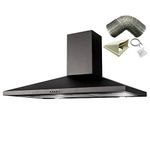 SIA CHL100BL 100cm Black Chimney Cooker Hood Kitchen Extractor Fan & 3m Ducting