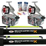 2 x 2pc12ft 4-6oz Beachcaster Rods Sea Fishing Reels Loaded Line Combo Setup