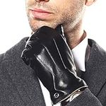 Elma Men Touchscreen Winter Leather Gloves Lining Cashmere (9, Black, EM011NR1)